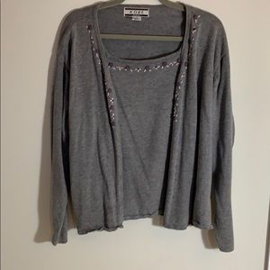 Faux-twinset sweater-fancy embroidered detail!